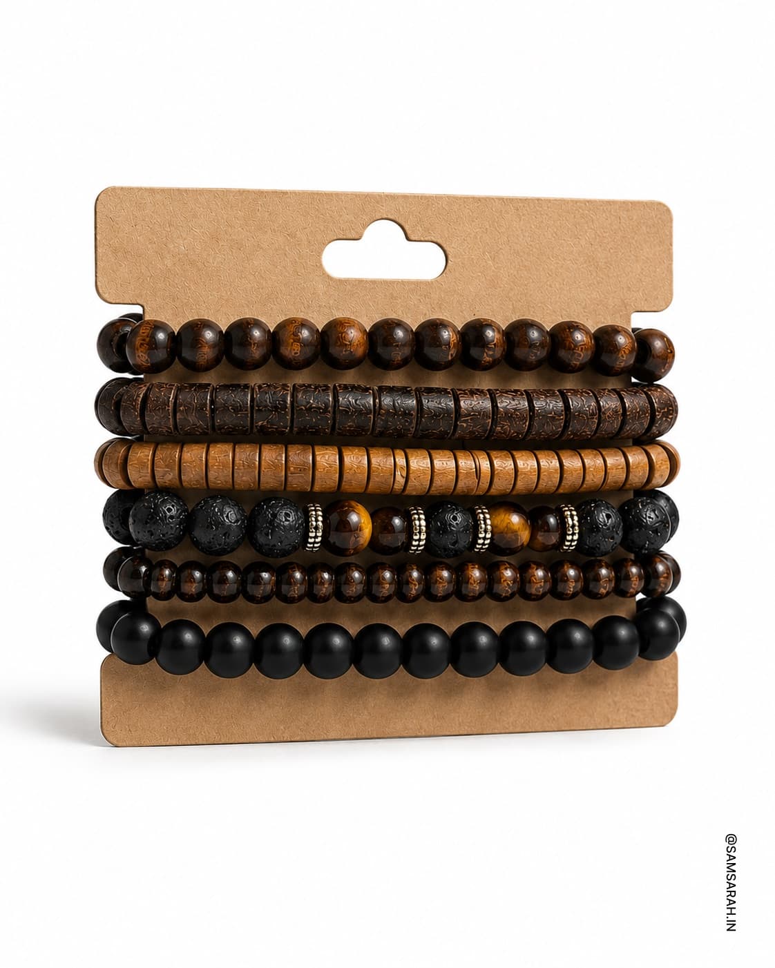 Black Beaded Stack Bracelet — close up
