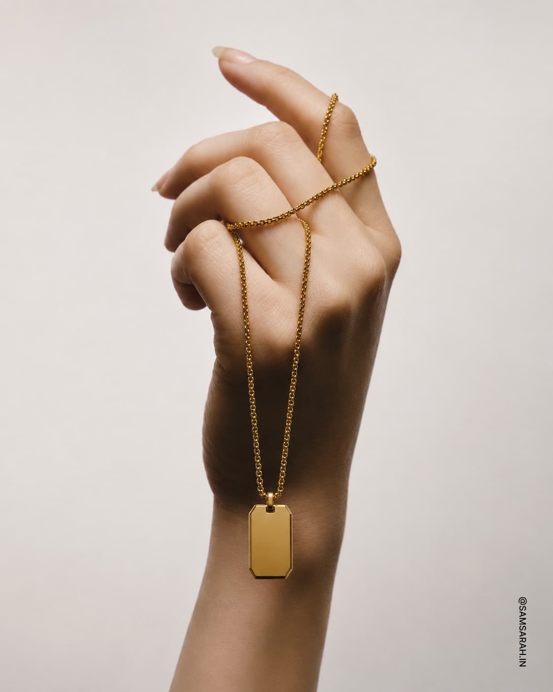 Classic Gold Tag Necklace — worn