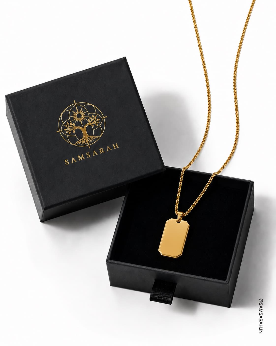 Classic Gold Tag Necklace — close up