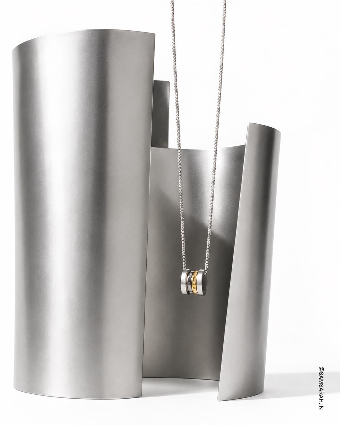 Dual-Tone Minimal Pendant Necklace — worn