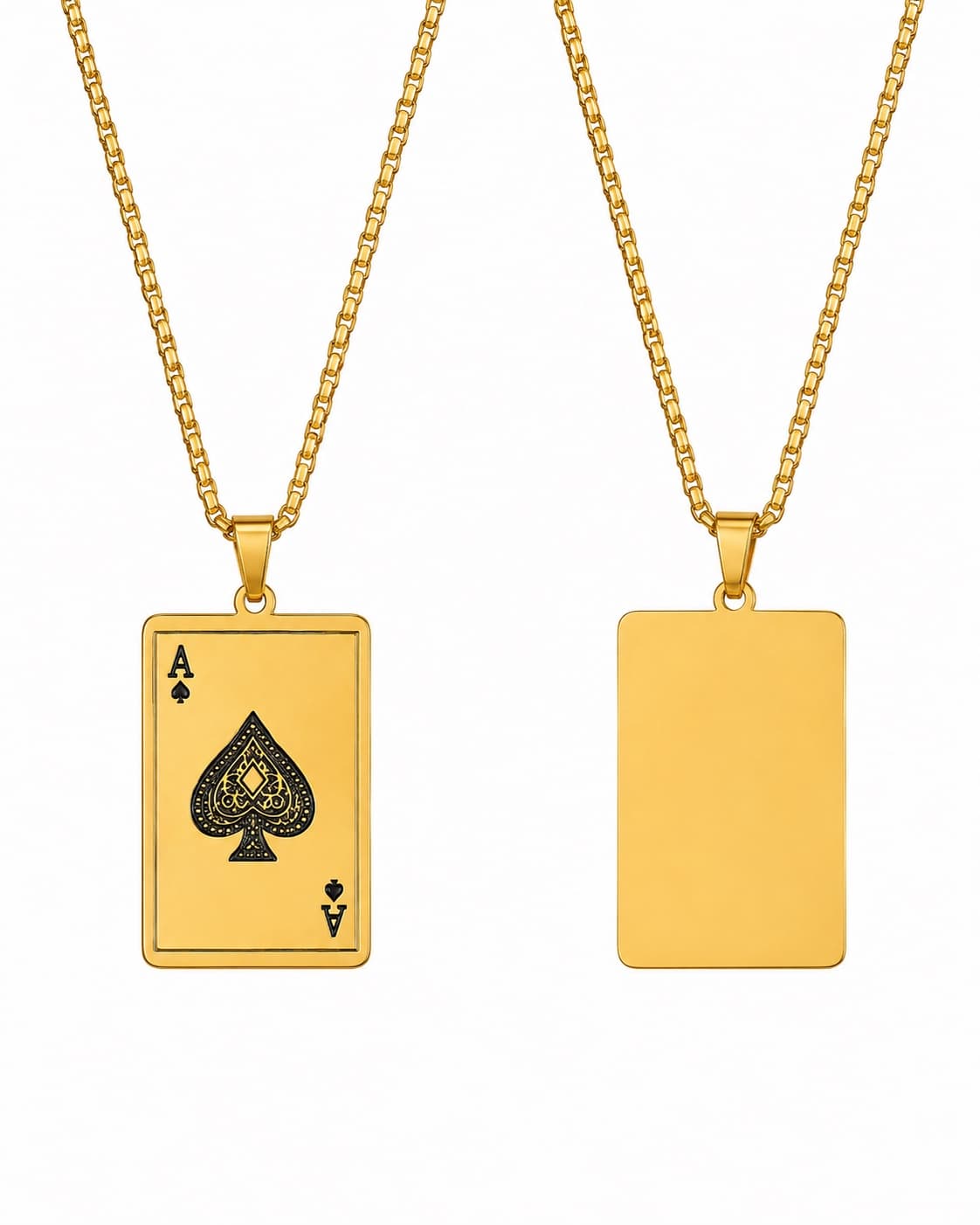 Ace of Spades Playing Card Pendant Necklace — worn